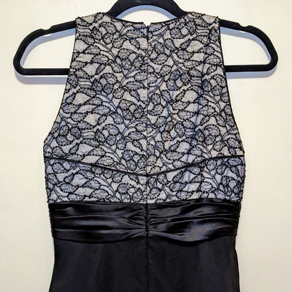 Badgley Mischka Vintage Black Silk Lace Beaded Cocktail Dress - Picture 5 of 11